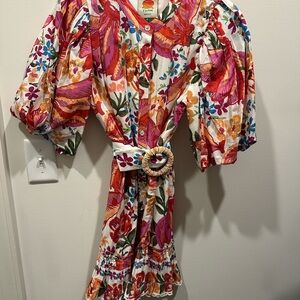 Farm Rio Floral Dress with Belt